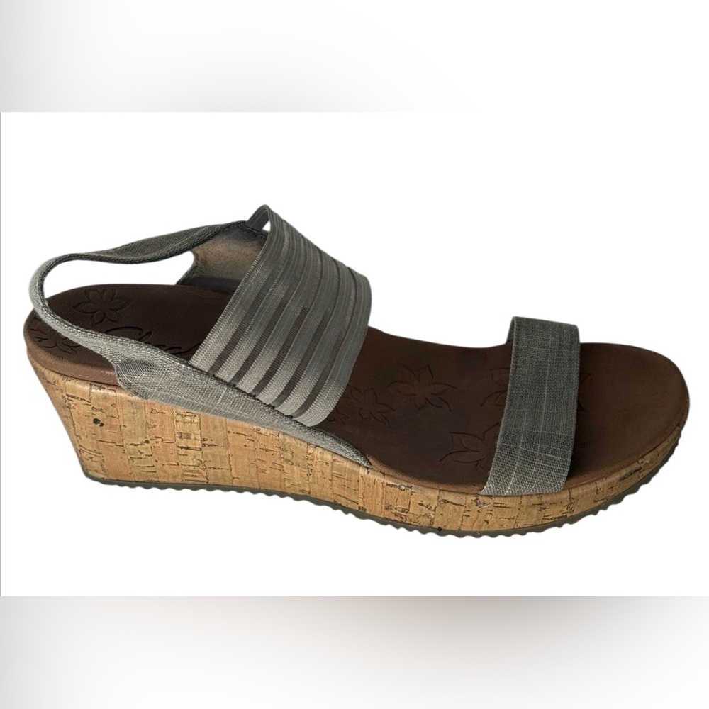 Skechers Women's Light Gray Cork Wedge Sandals - Picture 13 of 13